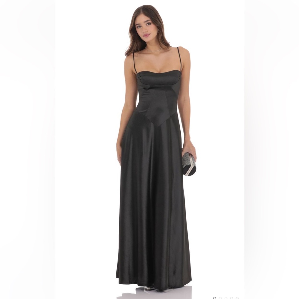 Lucy in the Sky Black Satin Gown